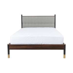 Balta Wooden King Size Bed In Ebony With Grey Fabric Headboard - UK