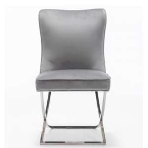 Baltec Velvet Upholstered Dining Chair In Dark Grey