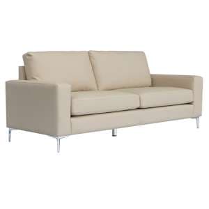 Baltic Faux Leather 3 Seater Sofa In Ivory