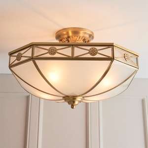 Bannerman 4 Lights Semi Flush Ceiling Light In Antique Brass - UK