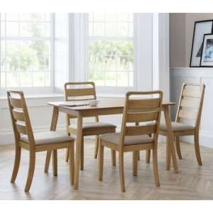 Barbara Wooden Dining Table In Oak With 4 Liliya Oak Chairs