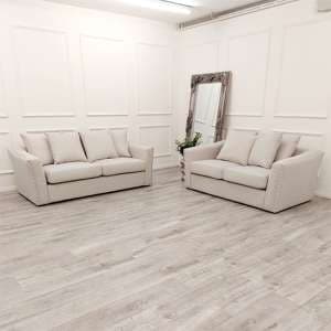 Barbon Fabric 3 + 2 Seater Sofa Set In Beige - UK