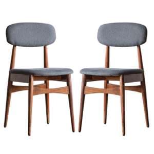 Barcela Dark Wooden Dining Chairs With Grey Seat In A Pair - UK
