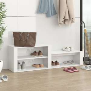 Barcelona High Gloss Hallway Shoe Storage Rack In White - UK