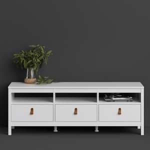 Barcila 3 Drawers Wooden TV Stand In White - UK