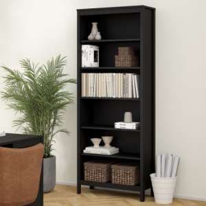 Barcila Wooden Bookcase With 5 Shelves In Black - UK