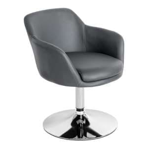 Bardwell Swivel Faux Leather Dining Chair In Grey
