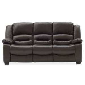 Barletta Upholstered Leather 3 Seater Sofa In Brown
