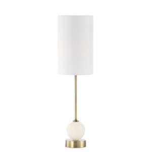 Barletta White Linen Shade Table Lamp With Antique Brass Metal Base - UK