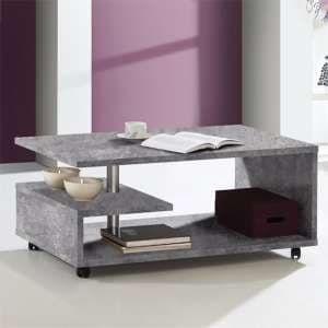 Barletta Wooden G-Shape Coffee Table In Concrete Grey - UK