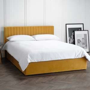 Barlyn Velvet Small Double Bed In Mustard