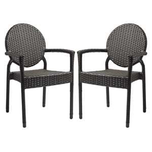 Barnes Outdoor Black Weave Stackable Armchairs In Pair