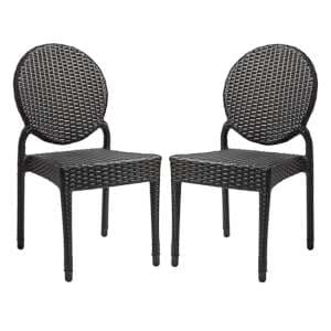 Barnes Outdoor Black Weave Stackable Dining Chairs In Pair