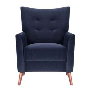 Baron Velvet Occasional Lounge Chair In Midnight Blue