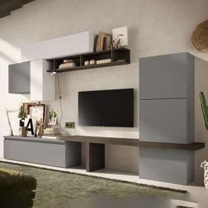Baron Wooden Entertainment Unit In Slate Chalk And Lead - UK