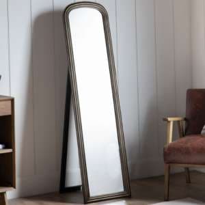 Barque Bevelled Floor Cheval Mirror In Brushed Brass Frame - UK