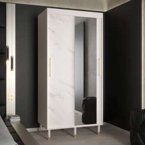 Barrie I Mirrored Wardrobe With 2 Sliding Doors 100cm In White