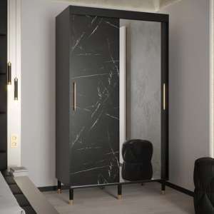 Barrie I Mirrored Wardrobe With 2 Sliding Doors 120cm In Black