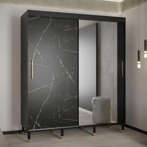 Barrie I Mirrored Wardrobe With 2 Sliding Doors 180cm In Black