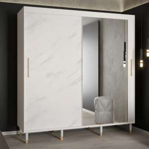 Barrie I Mirrored Wardrobe With 2 Sliding Doors 200cm In White