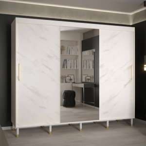 Barrie I Mirrored Wardrobe With 3 Sliding Doors 250cm In White
