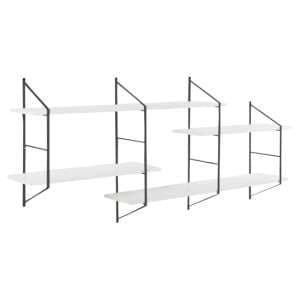 Barrie Wooden Wall Shelf Wall Hung With 4 Shelves In White - UK