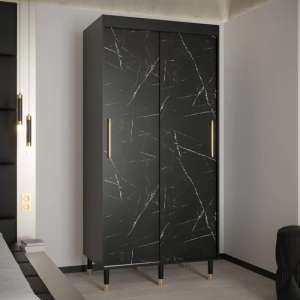 Barrie Wooden Wardrobe With 2 Sliding Doors 100cm In Black