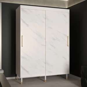 Barrie Wooden Wardrobe With 2 Sliding Doors 150cm In White