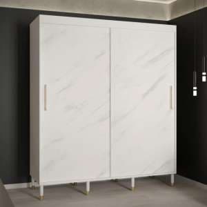 Barrie Wooden Wardrobe With 2 Sliding Doors 180cm In White