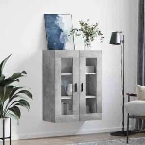Barrie Wooden Wall Mounted Storage Cabinet In Concrete Grey