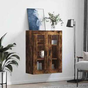 Barrie Wooden Wall Mounted Storage Cabinet In Smoked Oak