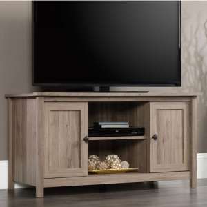 Barrister Wooden TV Stand With 2 Doors In Salt Oak