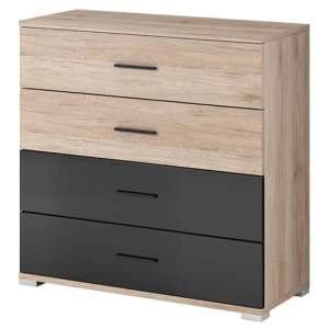 Basalt Wooden Chest Of 4 Drawers In San Remo Oak - UK