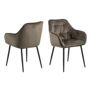 Basel Beige Fabric Dining Chairs With Armrests In Pair - UK