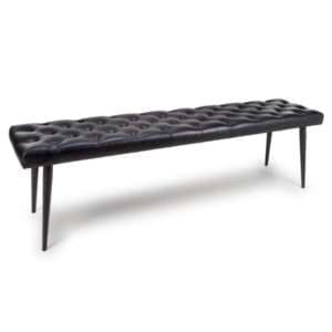 Basel Genuine Buffalo Leather Dining Bench In Black