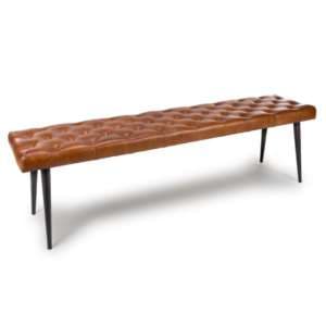 Basel Genuine Buffalo Leather Dining Bench In Tan
