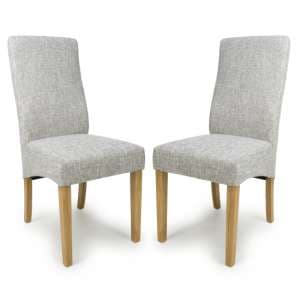 Basey Grey Weave Fabric Dining Chairs In Pair - UK