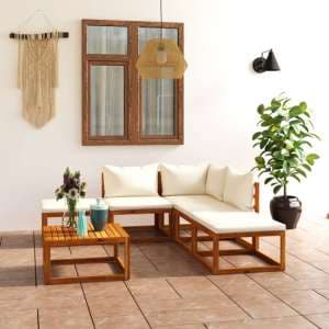 Basile Solid Wood 6 Piece Garden Lounge Set With Cream Cushions - UK