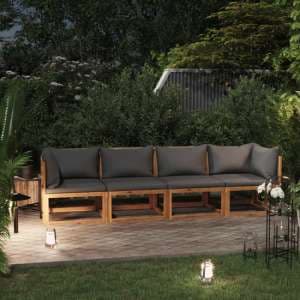 Basile Solid Wood Garden 4 Seater Sofa With Dark Grey Cushions - UK