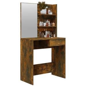 Basile Wooden Dressing Table With Mirror In Smoked Oak