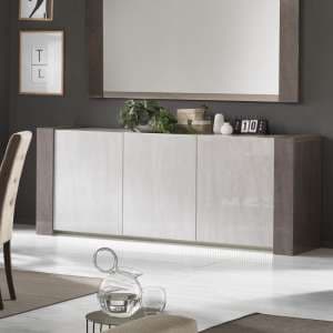Basix Sideboard In Dark And White Marble Effect Gloss And LED