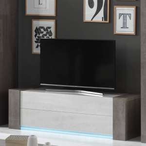 Basix TV Stand In Dark And White Marble Effect Gloss With LED