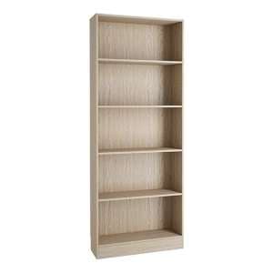 Baskon Wooden Tall Wide 4 Shelves Bookcase In Oak