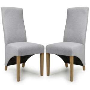 Basreh Light Grey Weave Fabric Dining Chairs In Pair - UK