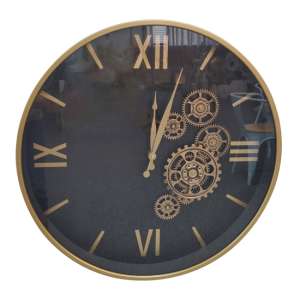 Bastia Metal Wall Clock With Black Gears - UK