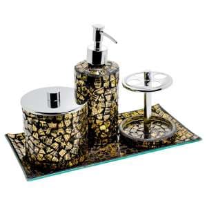 Perth Mosiac Glass Bathroom Set In Gold - UK