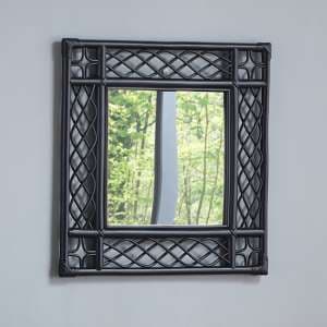 Batna Vintage Rectangular Wall Mirror In Black Rattan Frame - UK