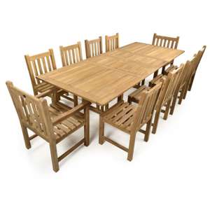 Bayle Extendable Teak Wood Dining Set With 10 Chairs