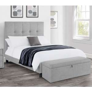 Sadzi Linen Fabric Super King Size Bed In Light Grey - UK