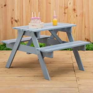 Beata Outdoor Wooden Kids Picnic Bench In Grey - UK